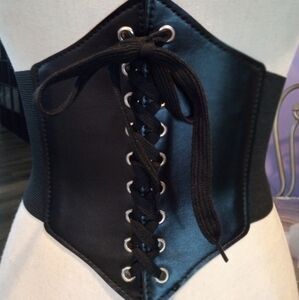 Gothic PU Leather Black Lace-Up Corset Belt